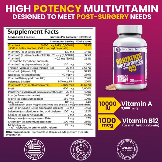 ProCare Health cápsulas multivitamínicas fáciles de tragar