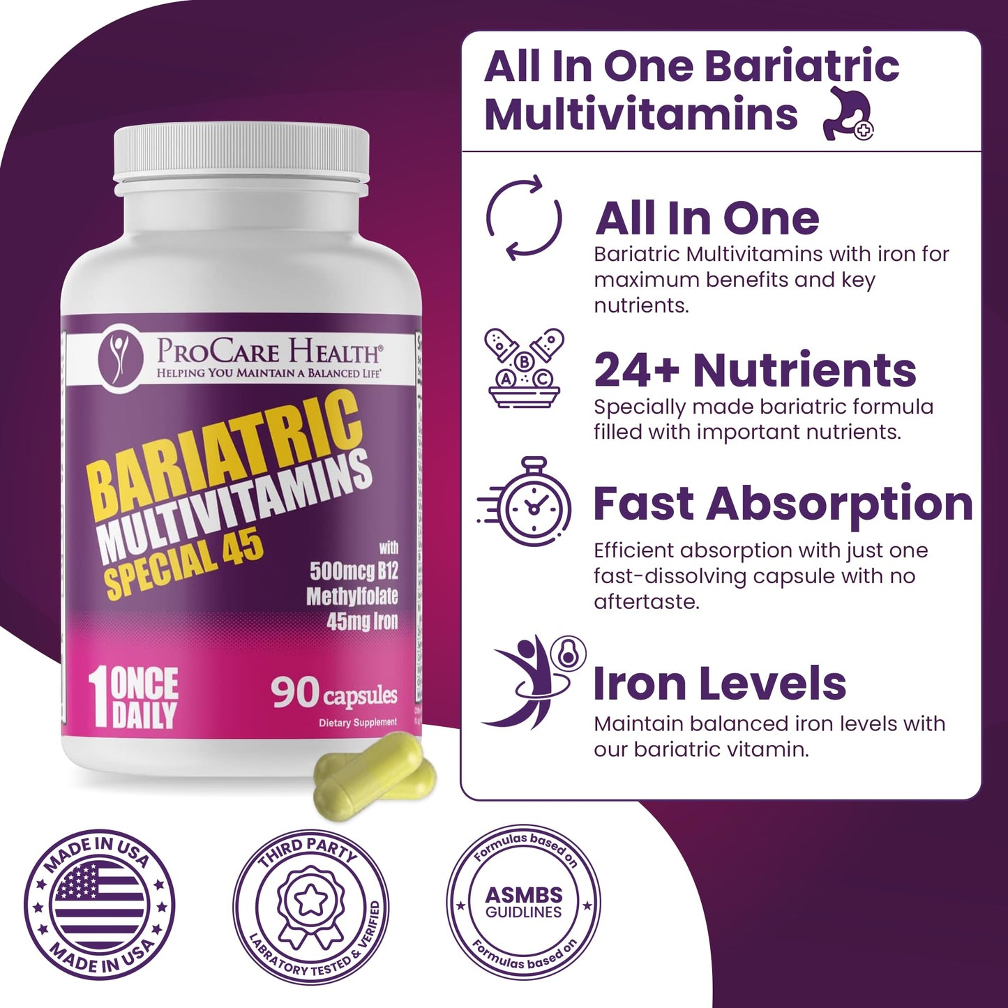 ProCare Health multivitamínico, apoyo nutricional post-operación