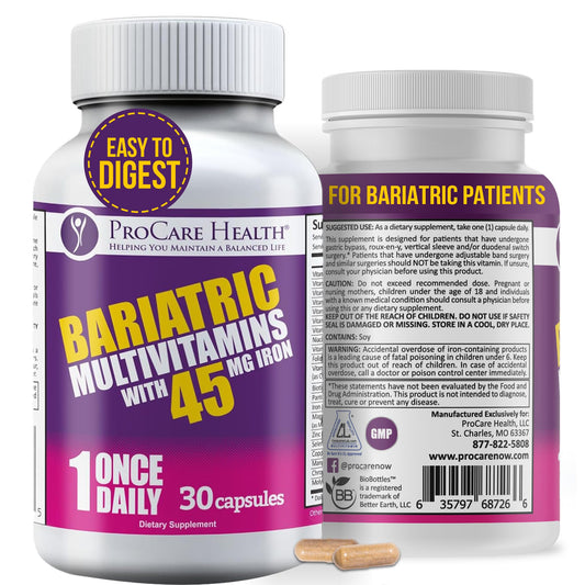 ProCare Health multivitamínico bariátrico con hierro 45mg para pacientes de bypass gástrico
