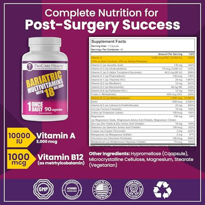 ProCare vitaminas post cirugía laparoscópica y bypass gástrico