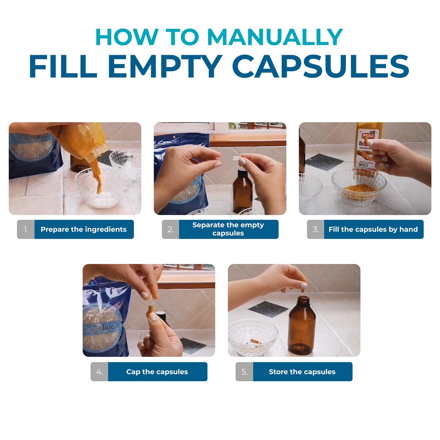 Proceso para llenar cápsulas vacías Capsuline