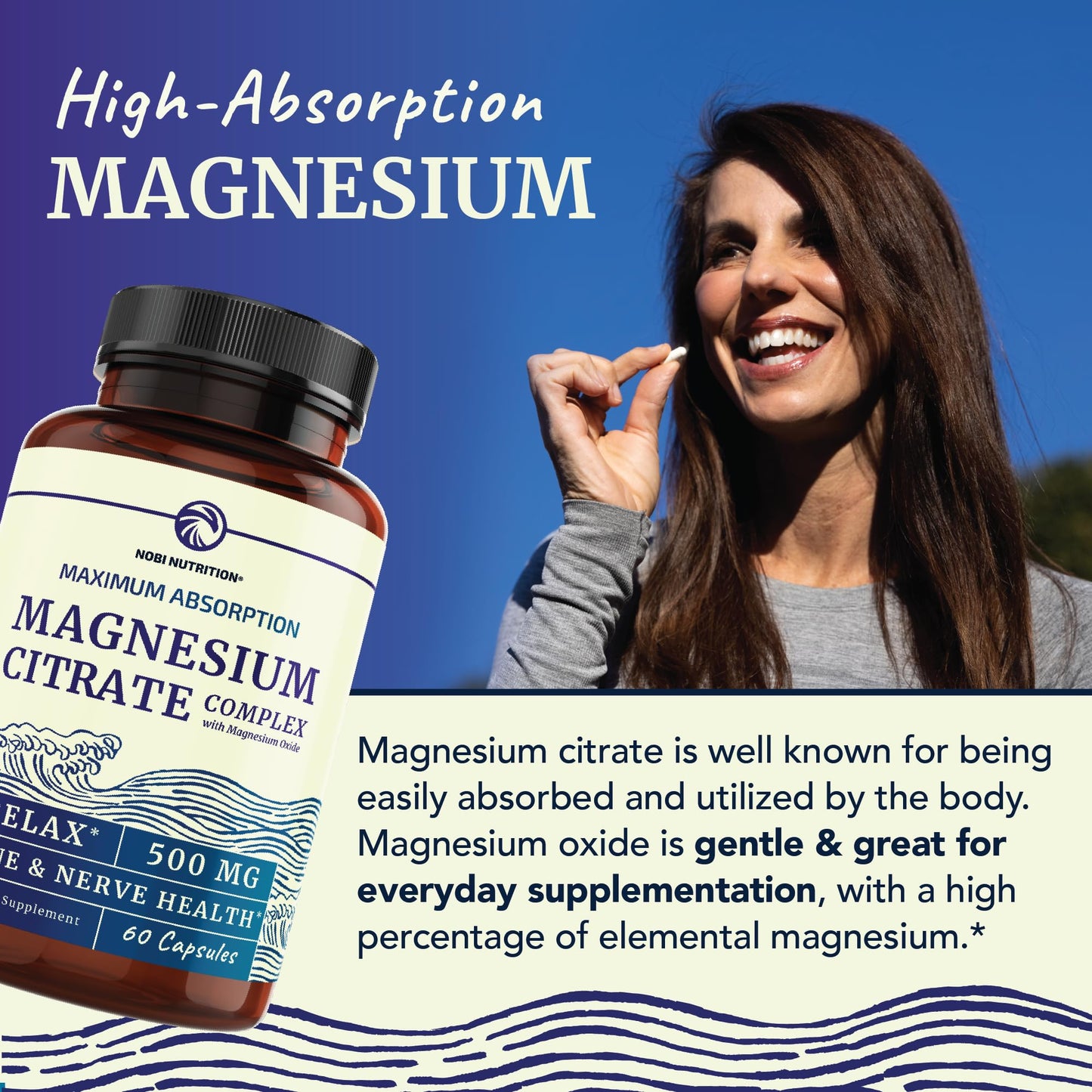Producto Nobi Nutrition vitamina D3 K2 y magnesio sin OGM