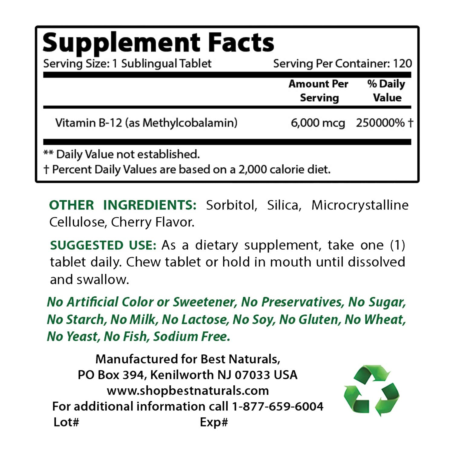 Producto suplemento Best Naturals hierro y vitamina B12 sin gluten