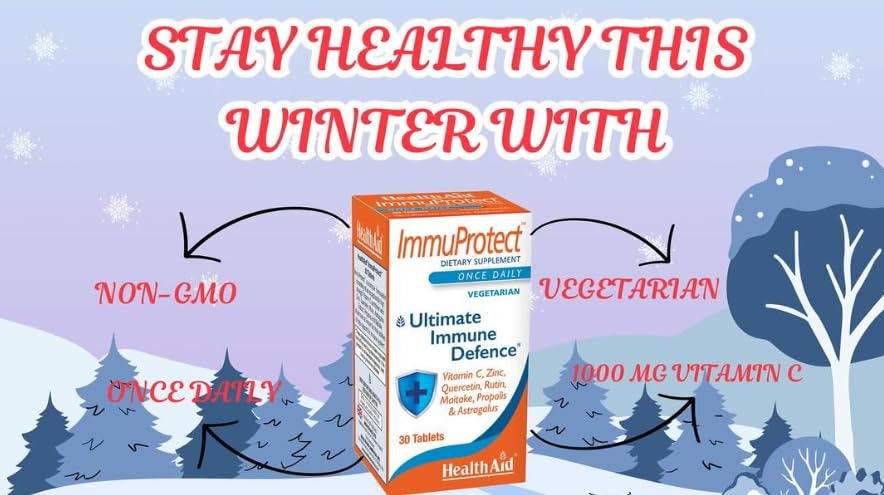 Producto vegetariano HealthAid defensa inmunológica 30 tabletas
