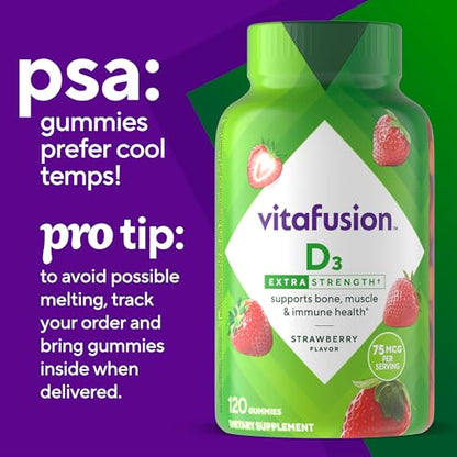 Producto vitafusion gominolas extra fuertes vitamina D3 sabor fresa