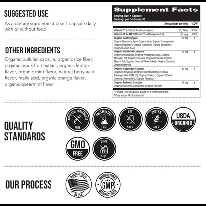 Producto de vitamina D3 y K2 de alta potencia orgánico