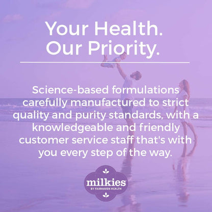 Familia de productos Fairhaven Health para lactancia con suplementos nutricionales.