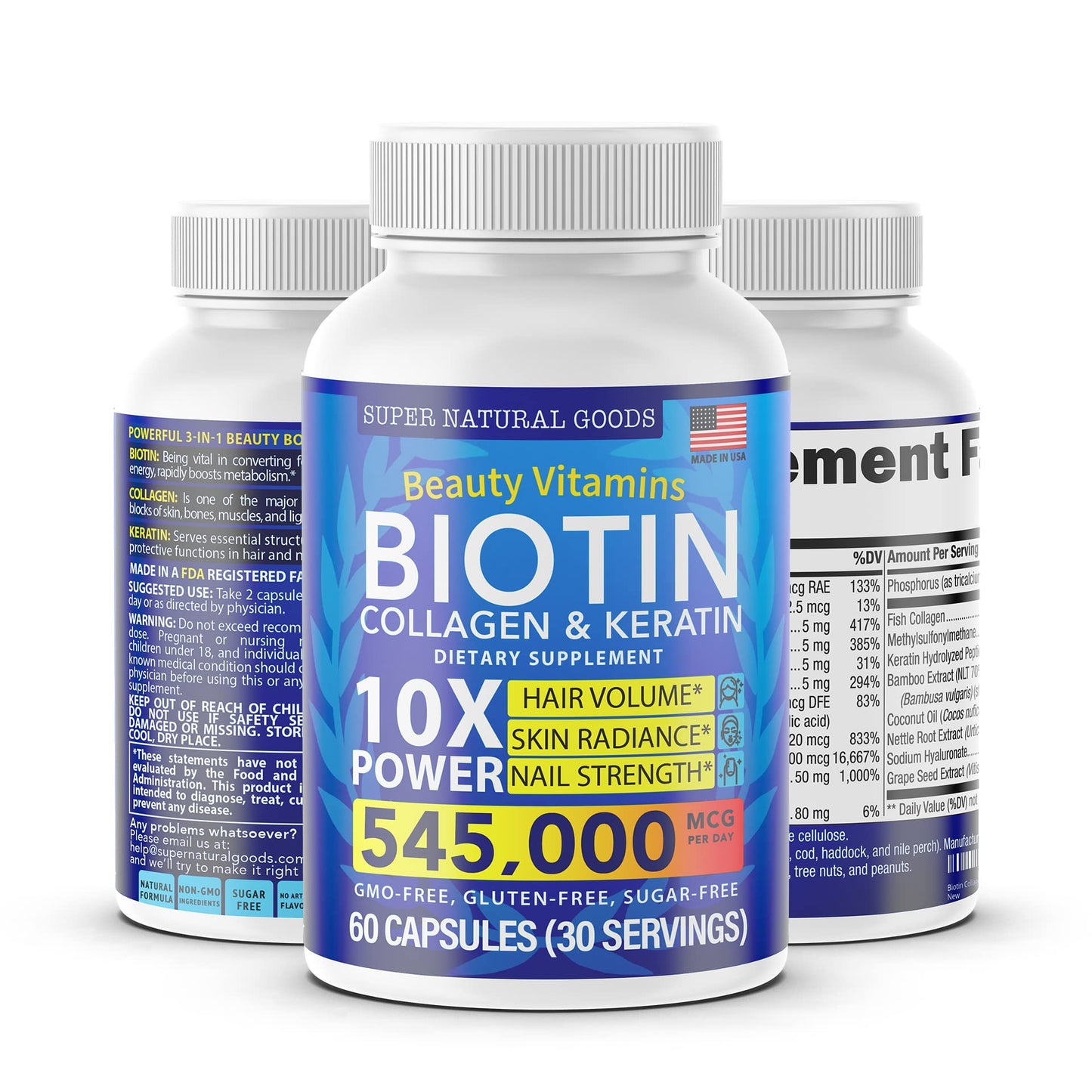 Productos naturales 100% testados para vitaminas con colágeno y queratina