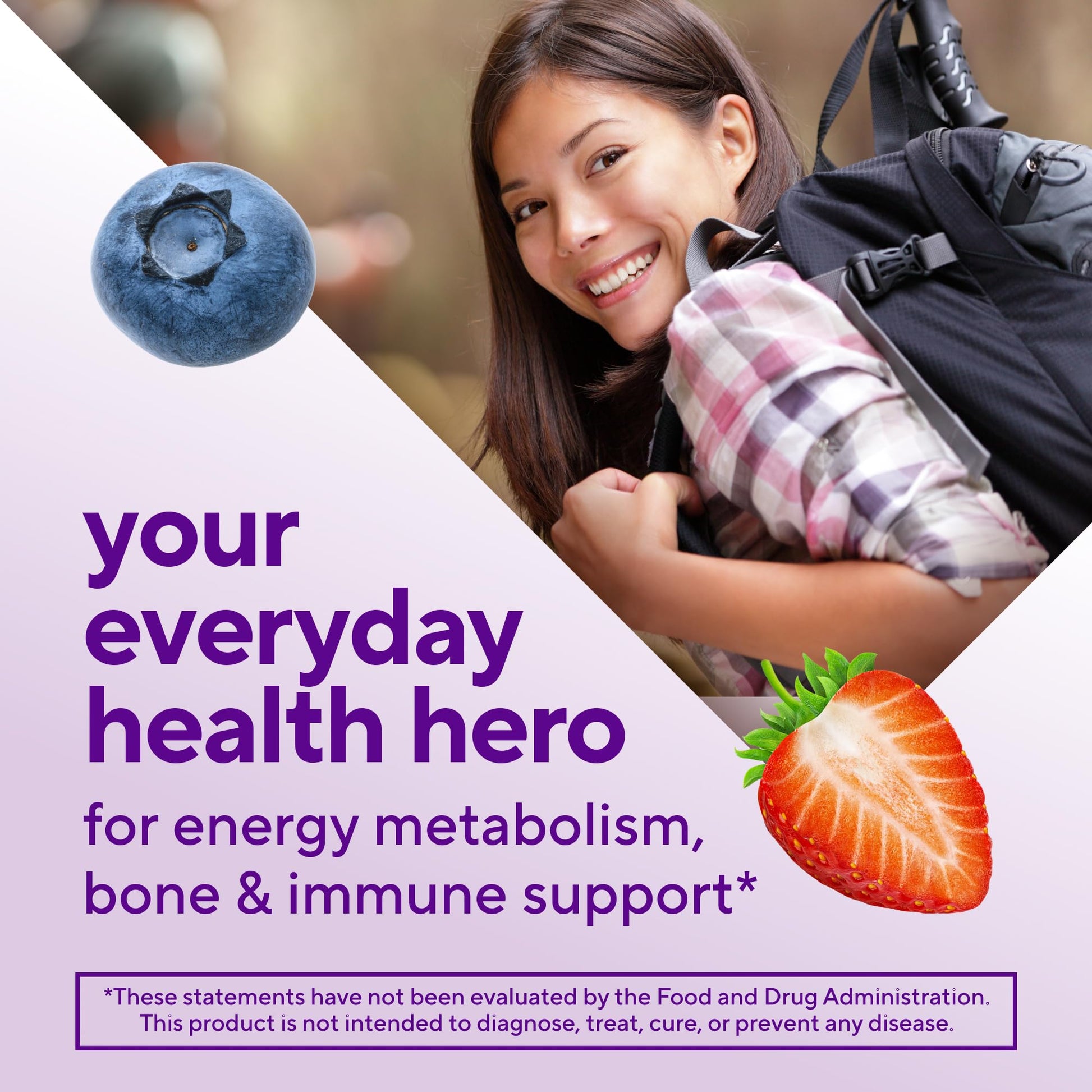 Promoción de Vitafusion destacando beneficios para la salud.