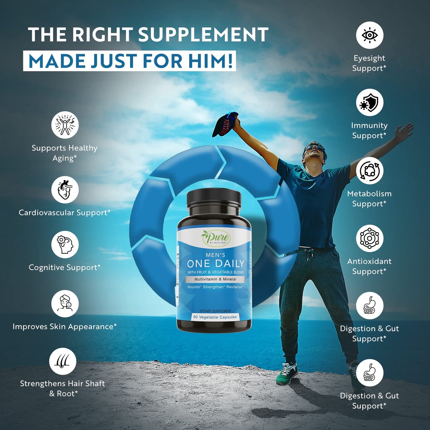 Imagen promocional de Pure By Nature Multivitamina apoyo inmune para hombres