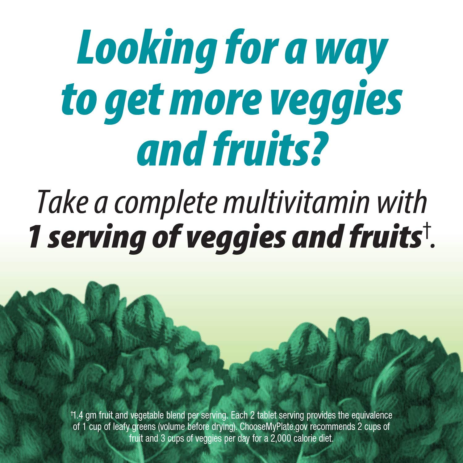 Promoción de multivitaminas con frutas y verduras