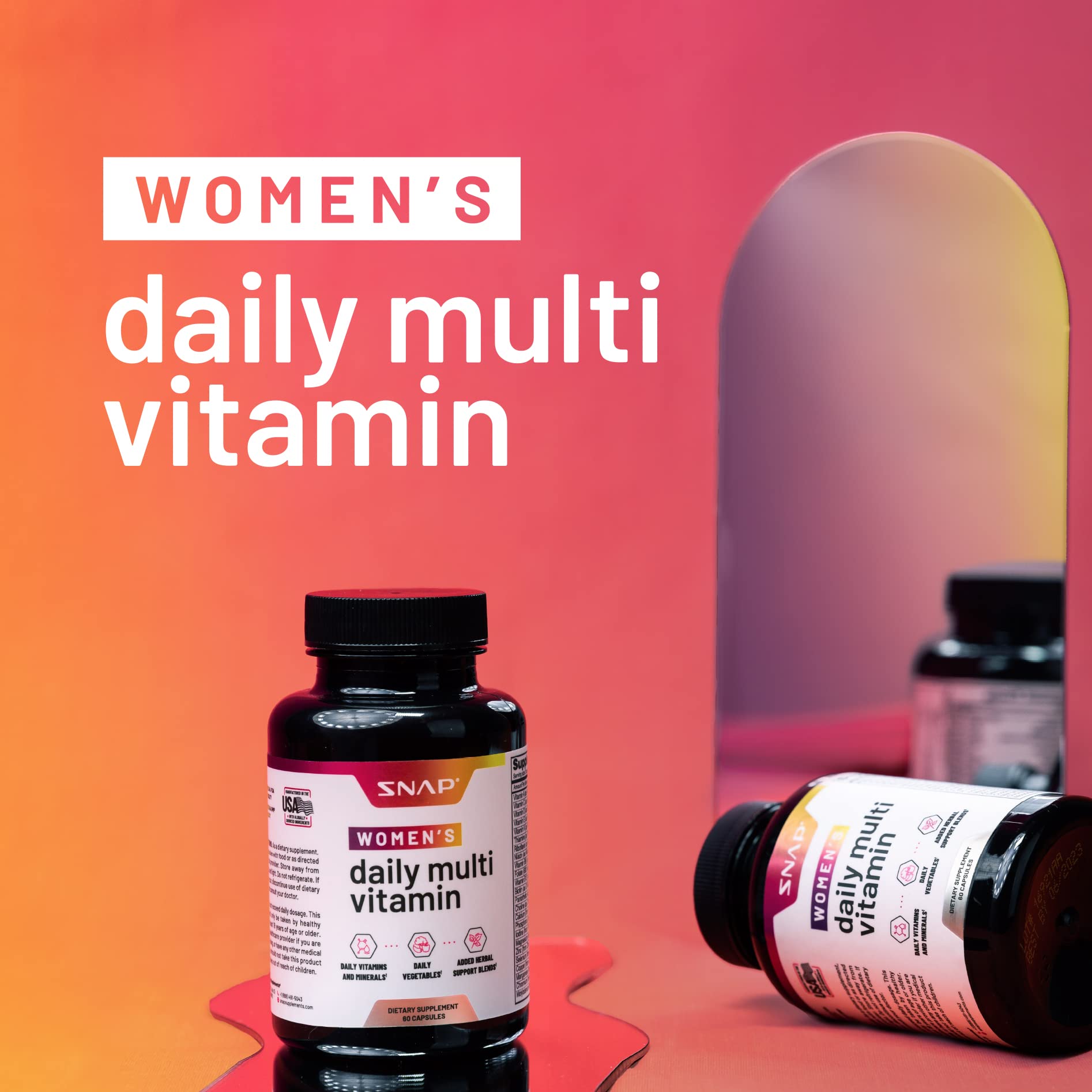 Promoción de vitaminas diarias para mujeres de Snap con trasfondo de color