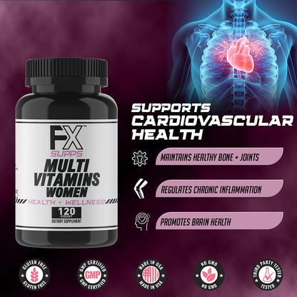 Imagen promocional de soporte cardiovascular FXSUPPS para mujeres.