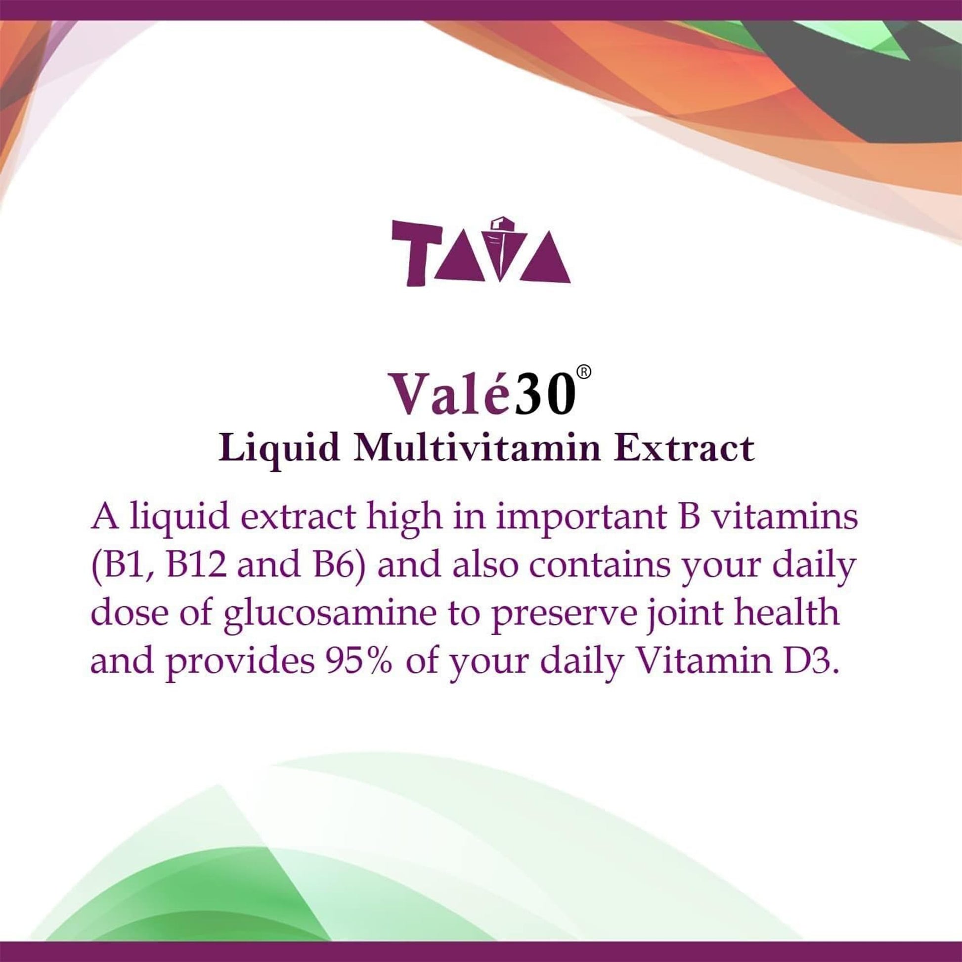 Imagen promocional de Valé30, multivitamínico líquido