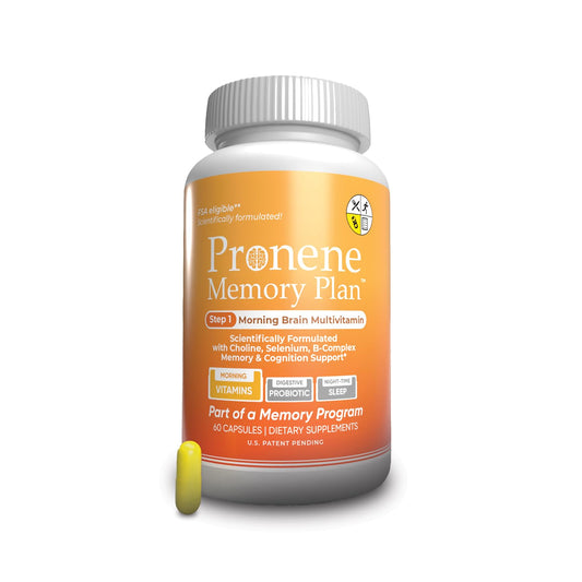 Pronene Memory Plan botella de vitaminas para el cerebro.