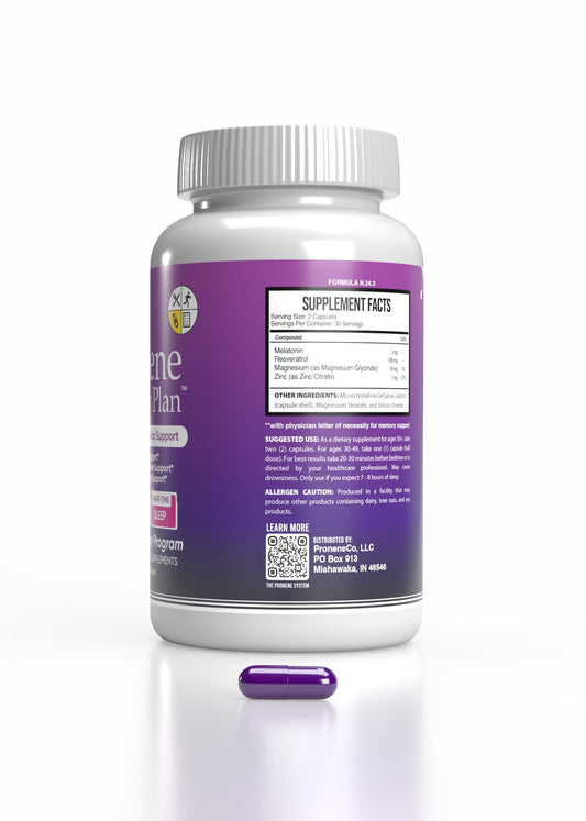 Cápsulas Pronene Memory Plan con melatonina y resveratrol para sueño