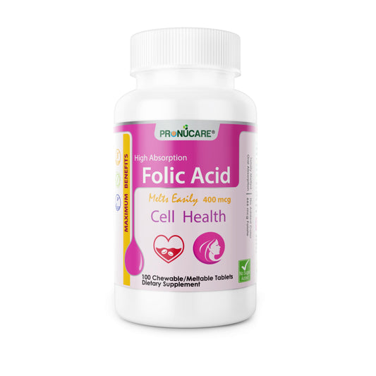 PRONUCARE ácido fólico 400mcg tabletas masticables para mujeres