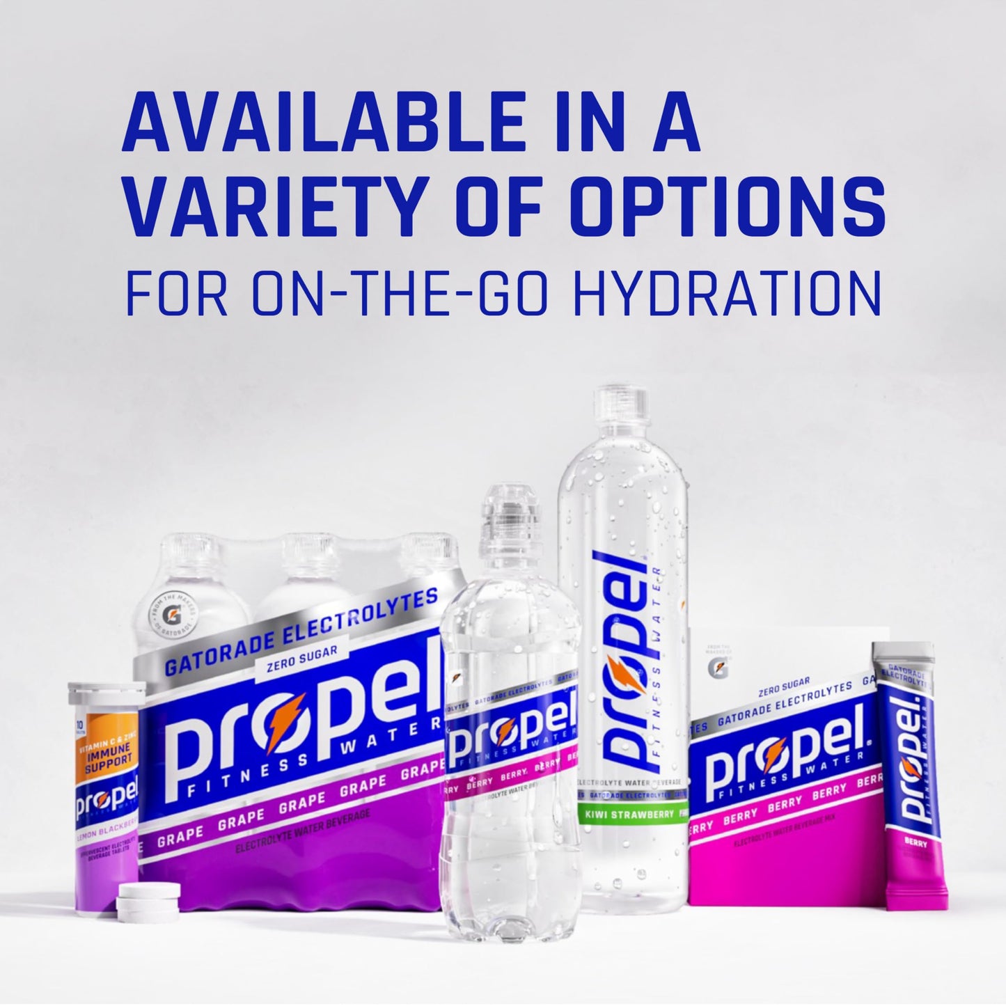 Propel agua fitness tabletas limón mora paquete 80