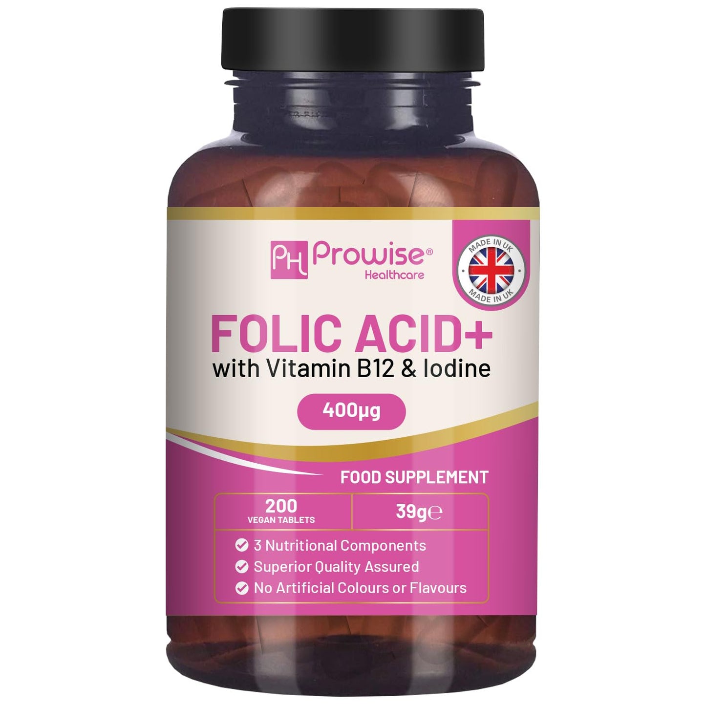 Prowise ácido fólico 400 mcg vegano 200 tabletas