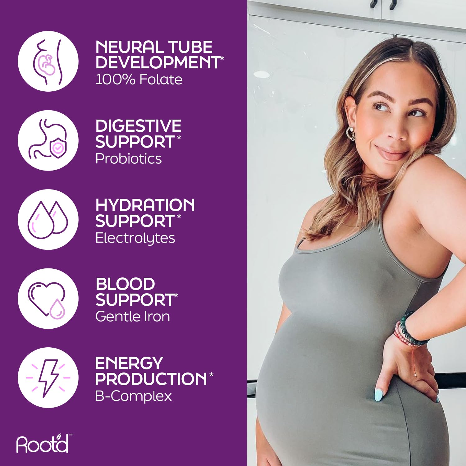 Pruebas de calidad de Root'd polvo multivitamínico prenatal garantizadas