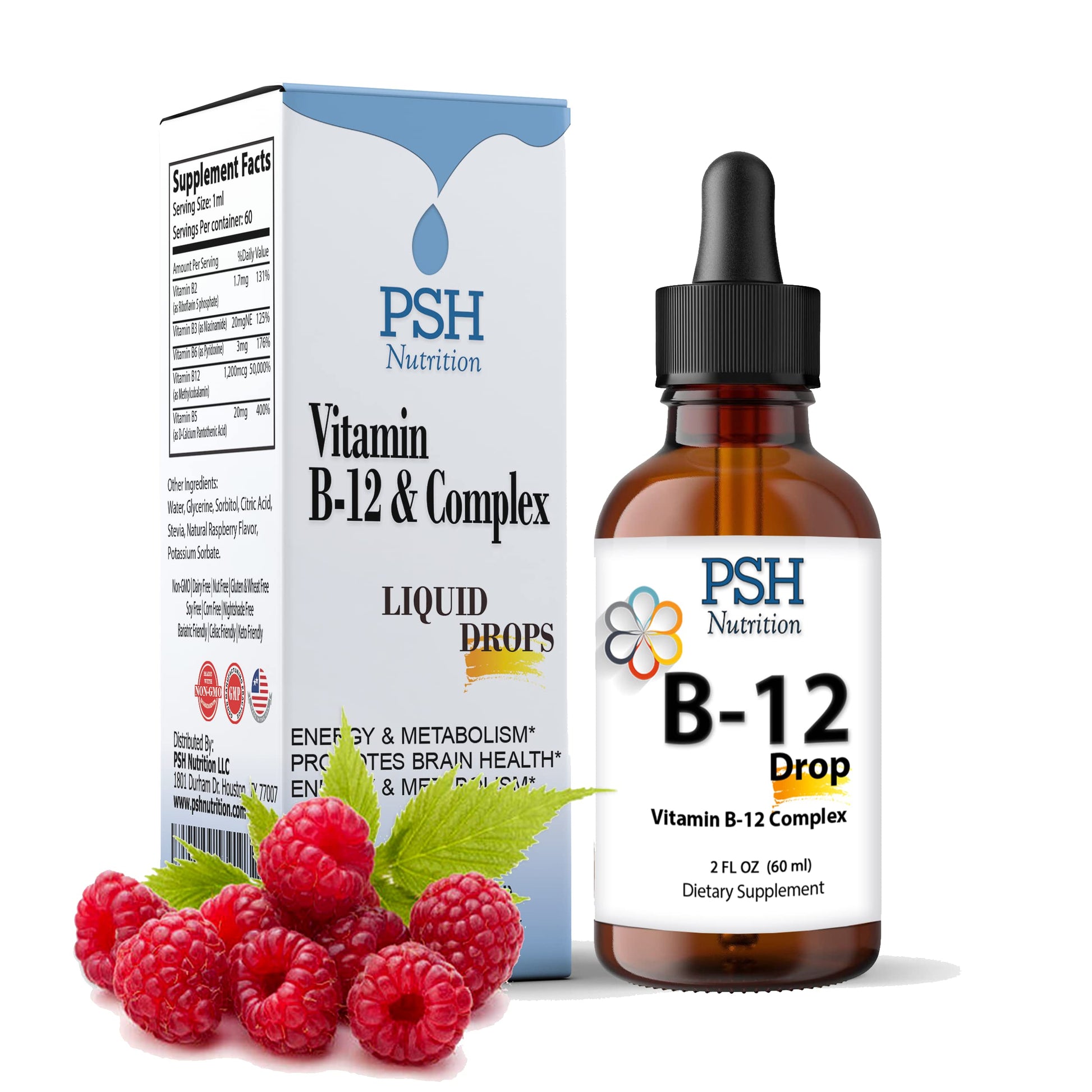PSH Nutrition complejo B líquido botella frontal 2 oz