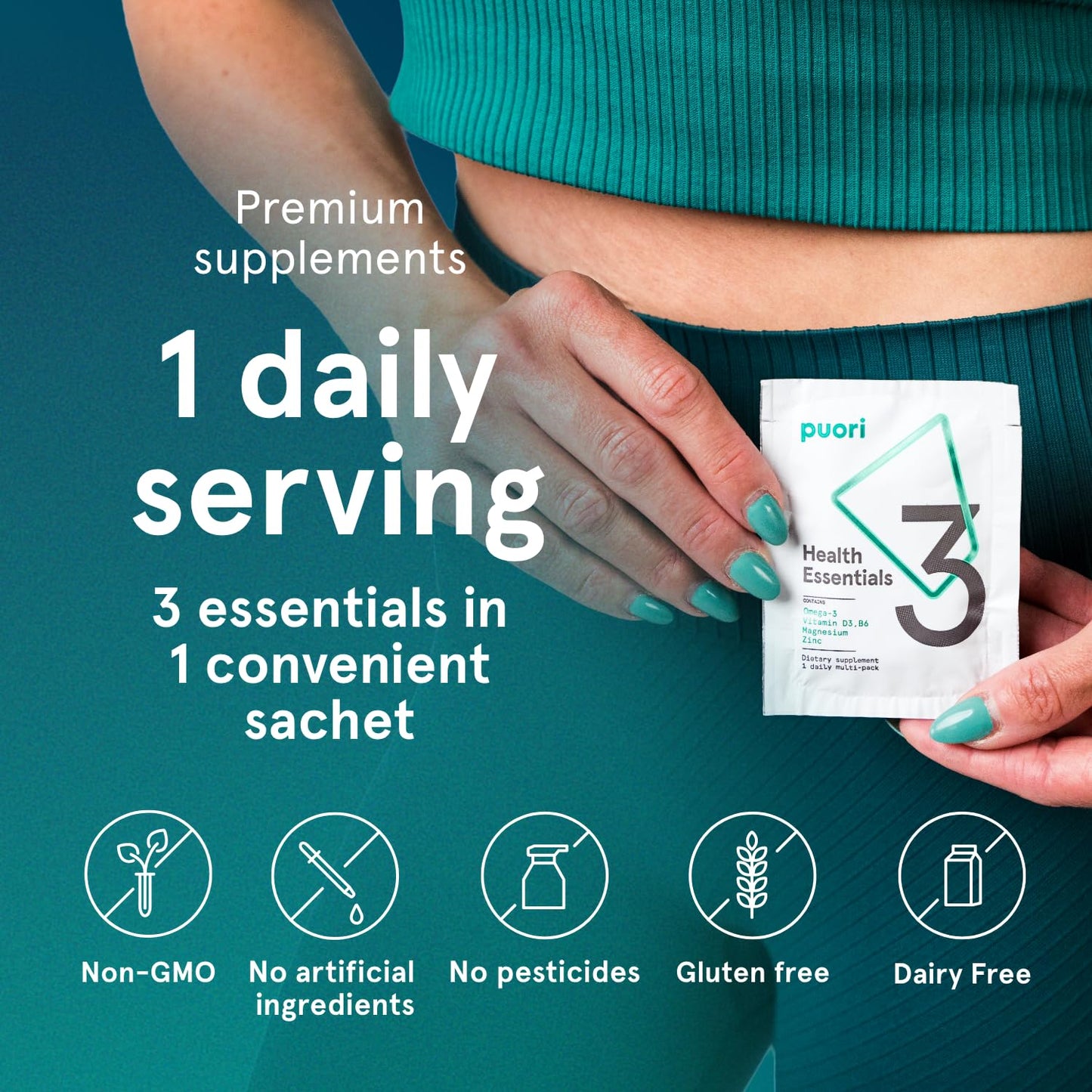 Puori multivitaminas con magnesio y zinc en sobres.