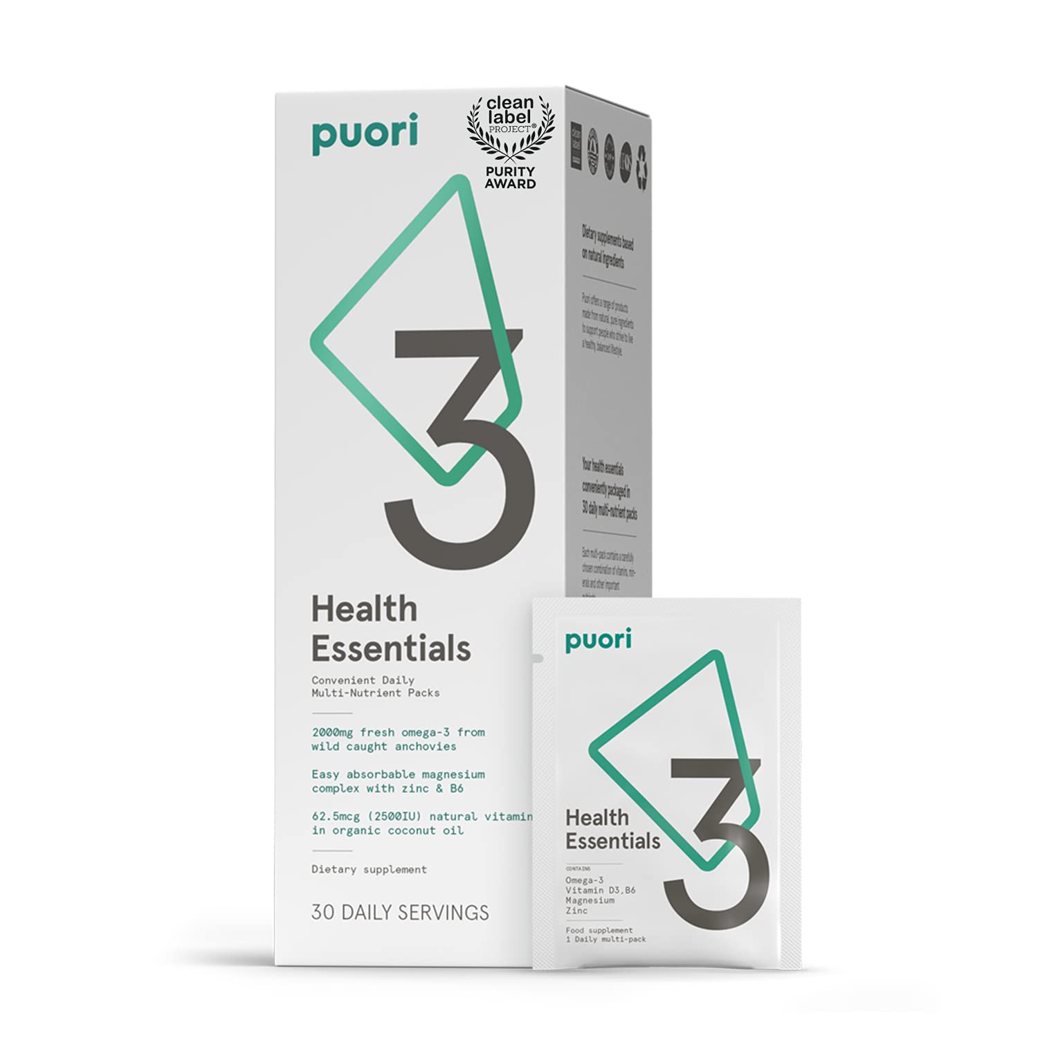 Puori P3 Esenciales para la Salud, 30 sobres diarios.