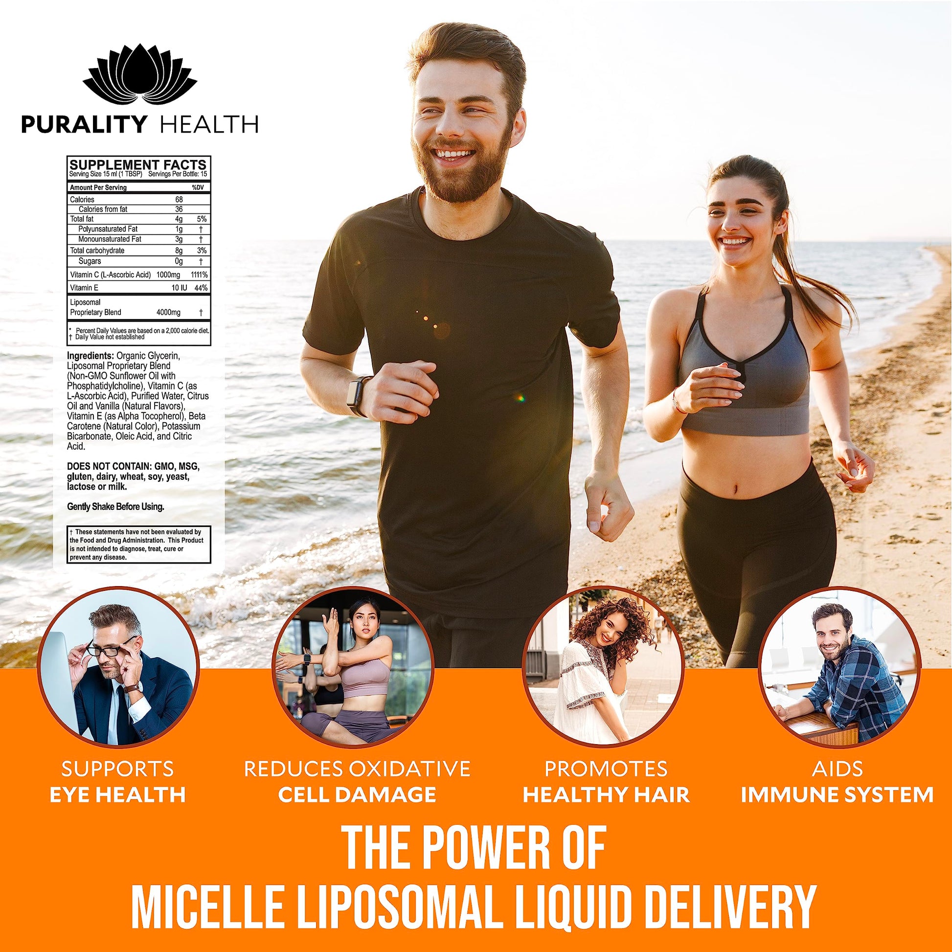 Purality health vitamina c líquida vegana suplemento líquido saludable