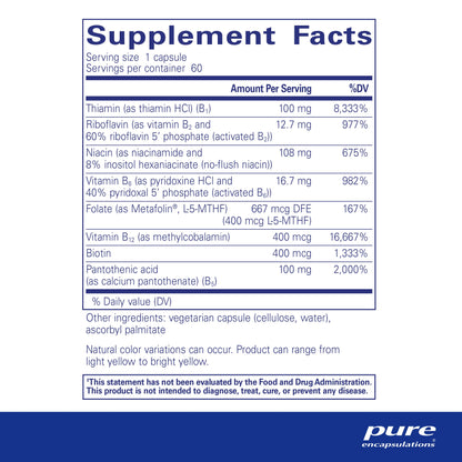 Caja Pure Encapsulations B-Complex Plus suplemento vitaminas B