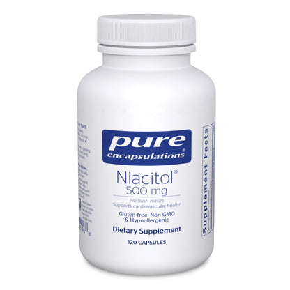 Pure Encapsulations Niacitol 500 mg botella de 120 cápsulas