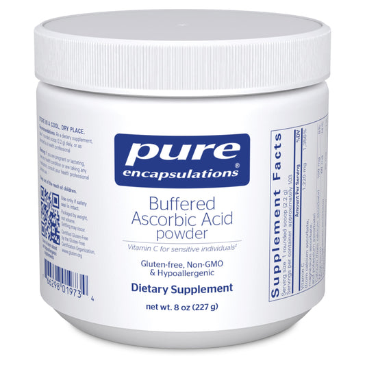 Envase Pure Encapsulations polvo vitamina C bufferado 8 oz