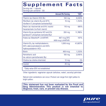 Suplemento Pure Encapsulations vitaminas B6 enriquecidas