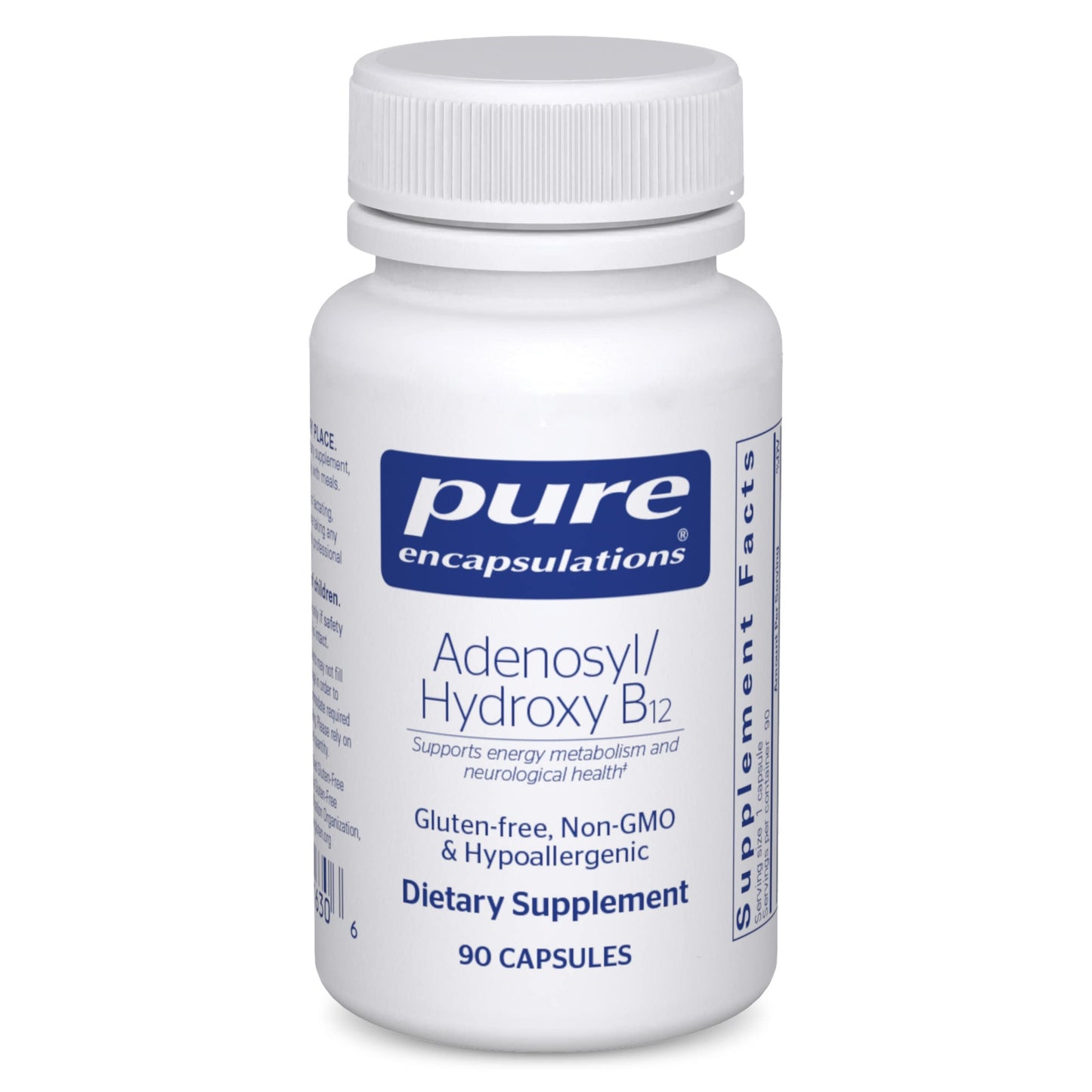 Pure encapsulations vitamina b12 adenosil hidroxi suplemento vegano 90 cápsulas