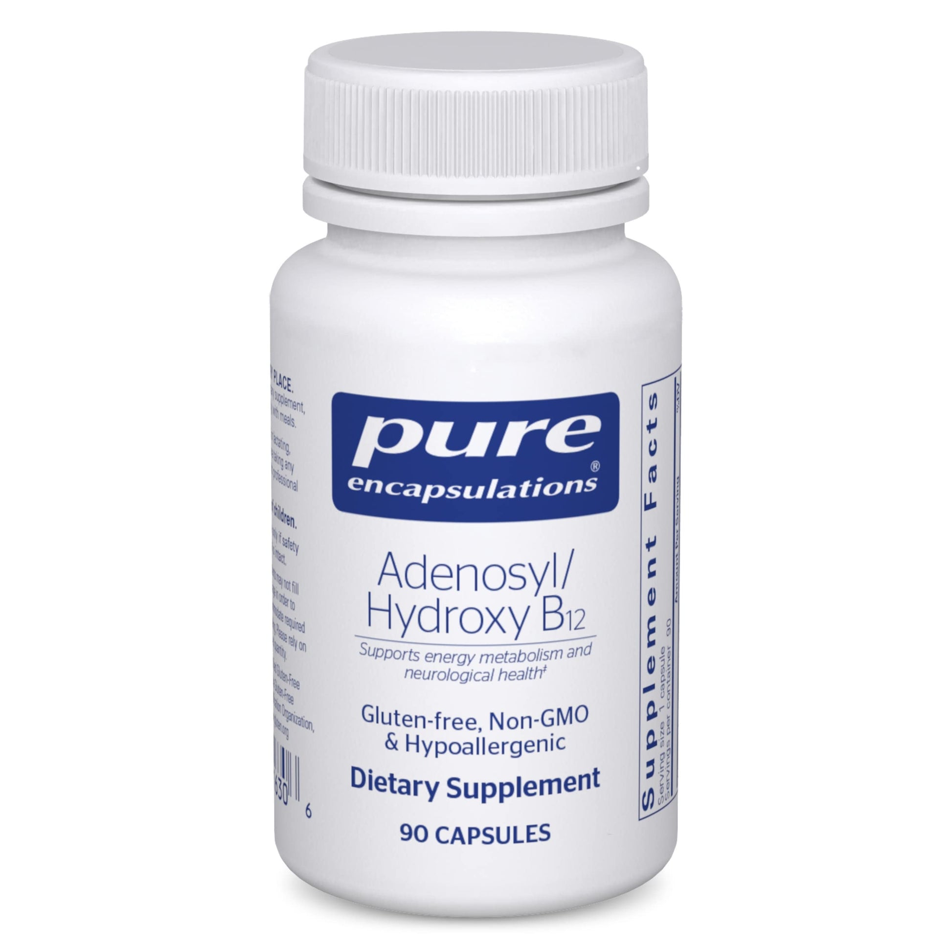 Pure encapsulations vitamina b12 adenosil hidroxi suplemento vegano 90 cápsulas