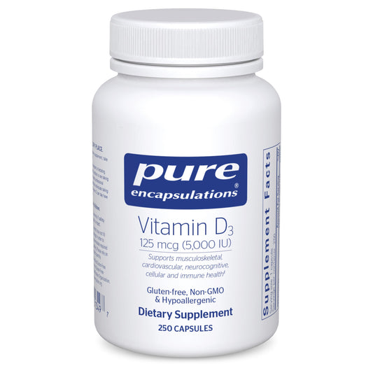 Pure Encapsulations vitamina D3 5000 UI suplemento 250 cápsulas