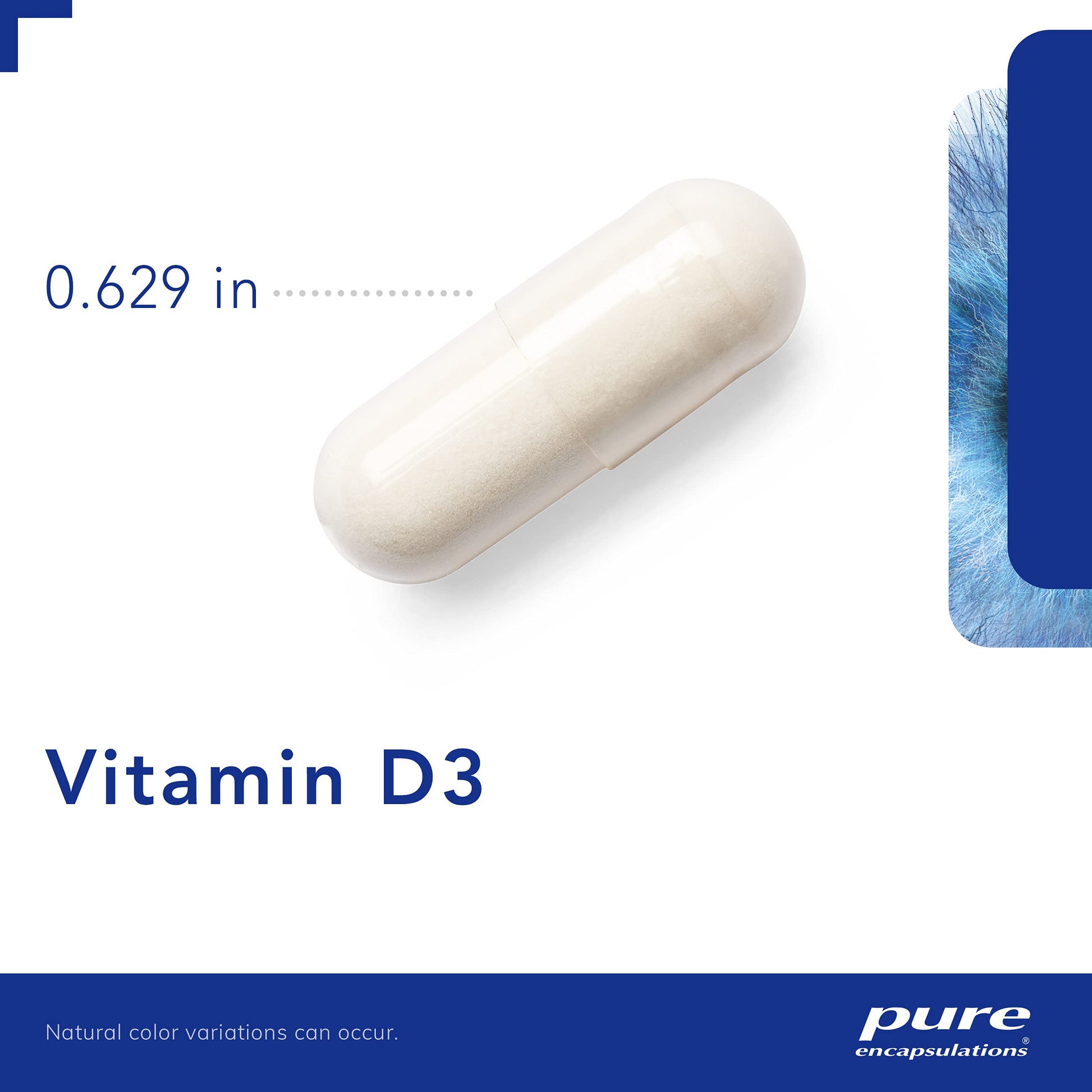 Pure Encapsulations Vitamina D3 frasco lateral