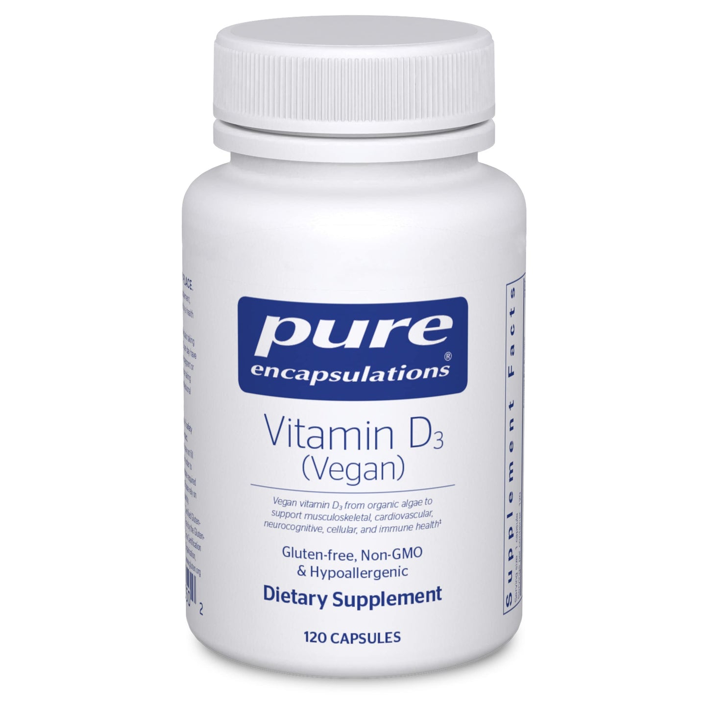 Frasco Pure Encapsulations Vitamina D3 vegana 120 cápsulas
