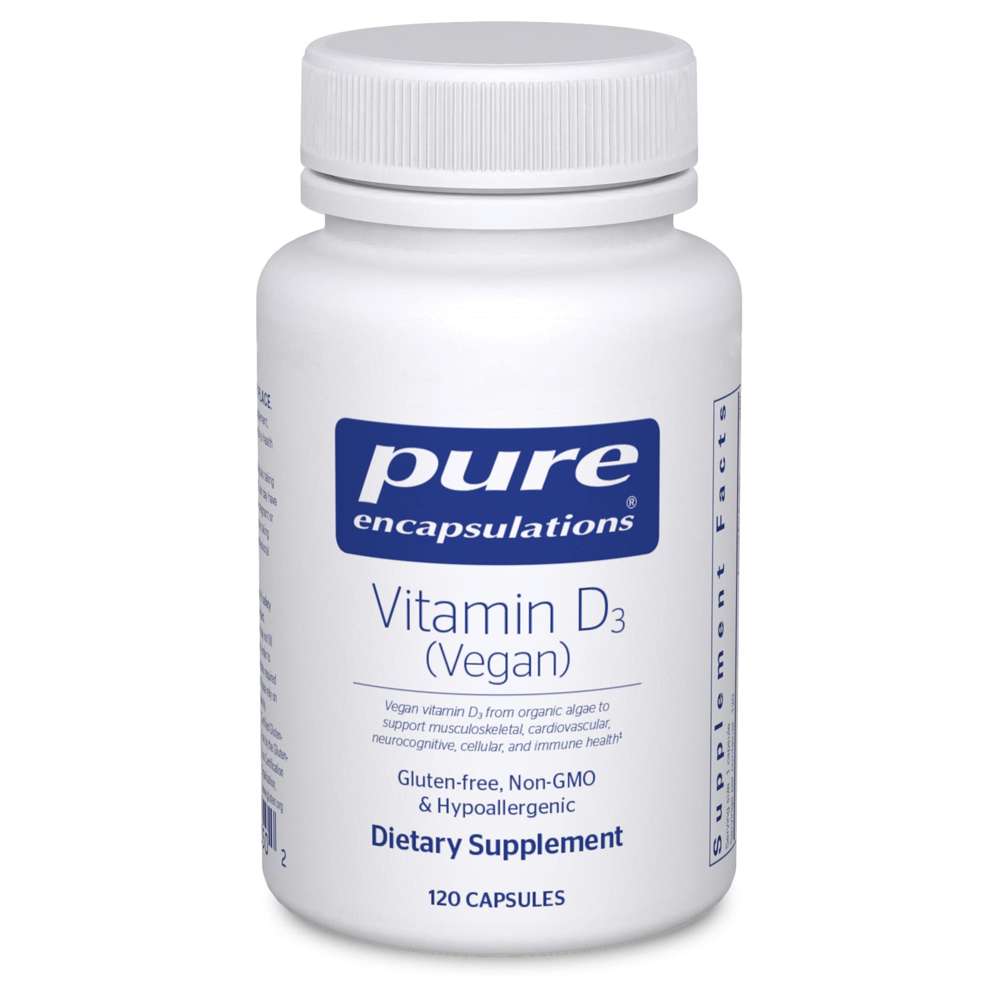 Frasco Pure Encapsulations Vitamina D3 vegana 120 cápsulas