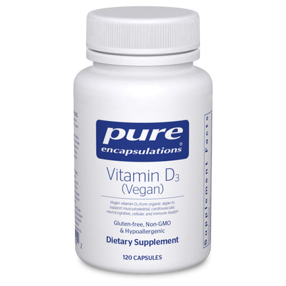 Frasco Pure Encapsulations Vitamina D3 vegana 120 cápsulas