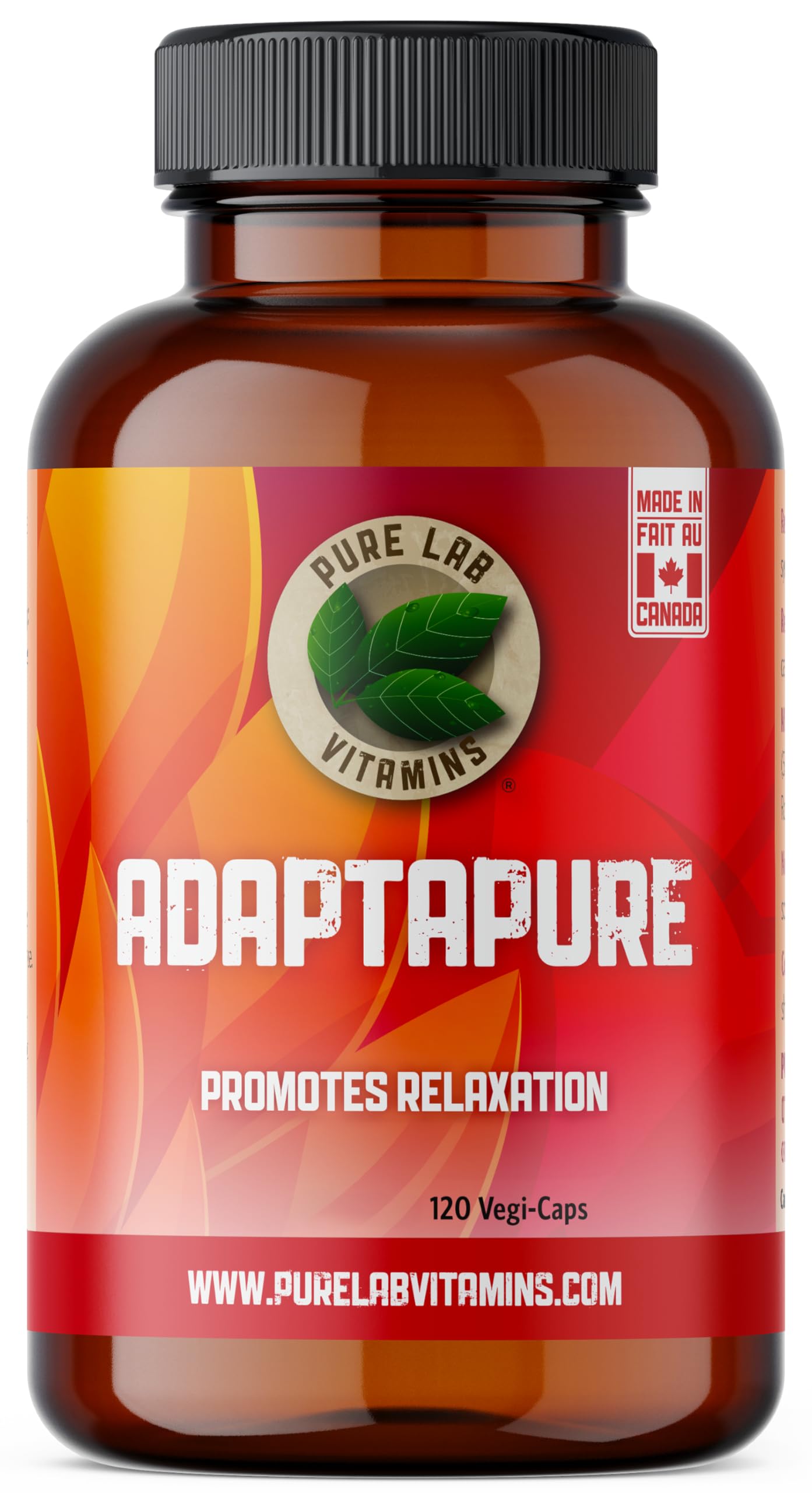 Frasco de Pure Labs Vitamins Adaptapure con 120 cápsulas.