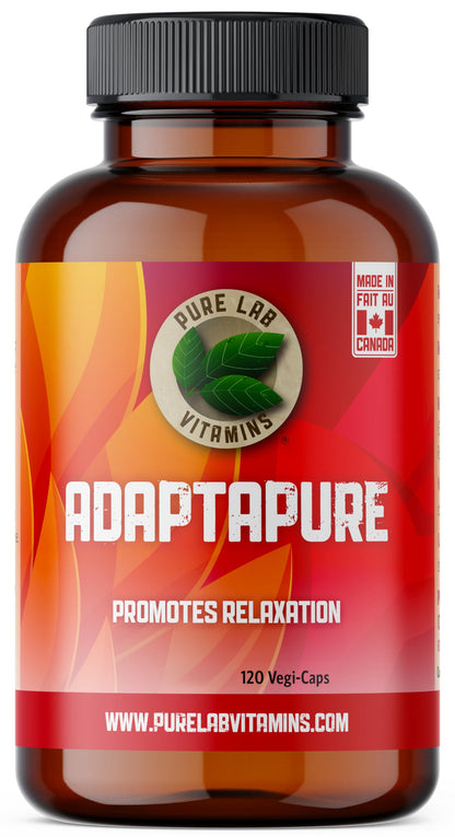 Frasco de Pure Labs Vitamins Adaptapure con 120 cápsulas.