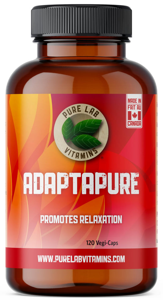 Frasco de Pure Labs Vitamins Adaptapure con 120 cápsulas.