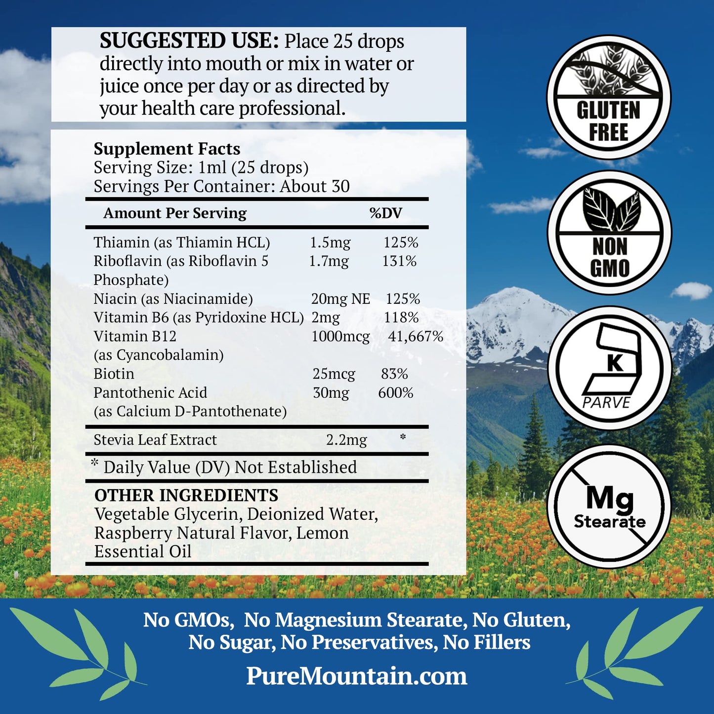 Pure Mountain Botanicals botella suplemento vitamina B