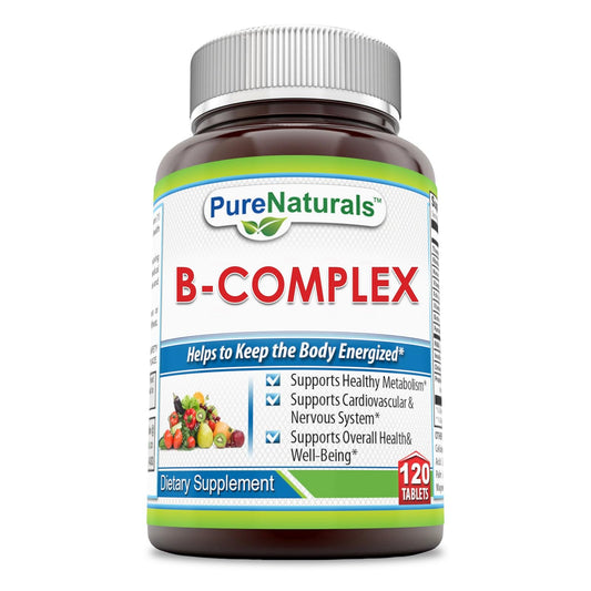 Frasco de tabletas Pure Naturals B-100 para energía y salud