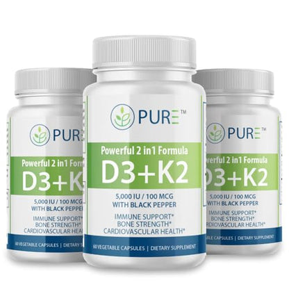 PURE Nutraceutical D3+K2, promoción salud ósea