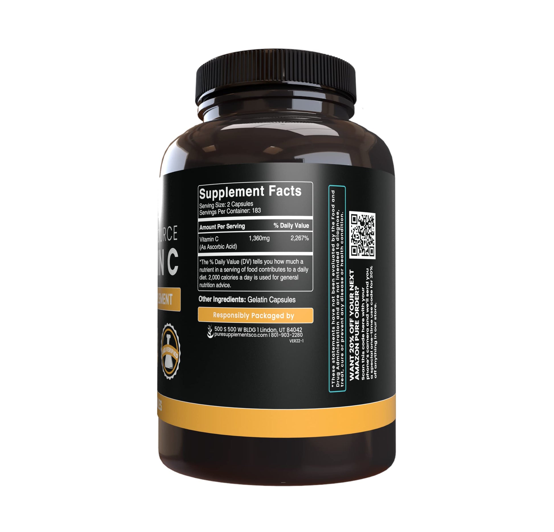 PURE ORIGINAL INGREDIENTS cápsulas premium triple fibra y vitamina C