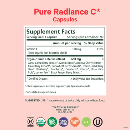 PURE SYNERGY frasco cápsulas vitamina c natural