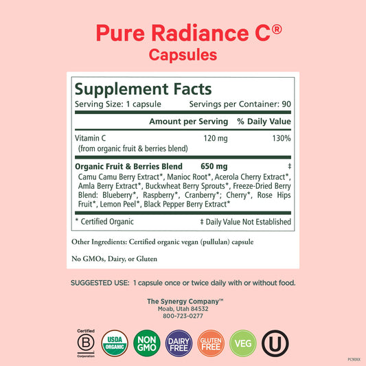 PURE SYNERGY frasco cápsulas vitamina c natural