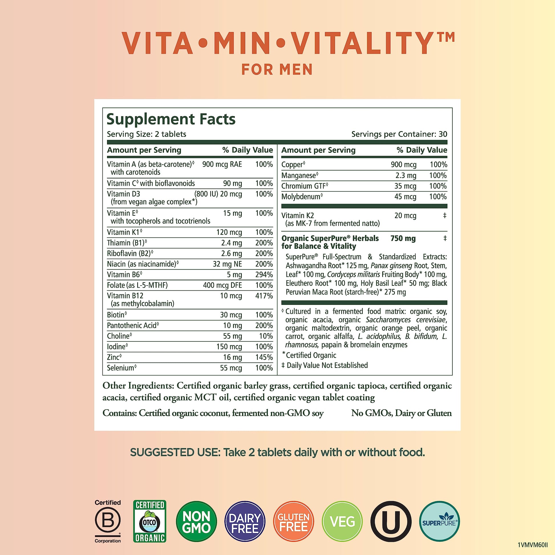 PURE SYNERGY - Suplemento vitamínico vegano y orgánico