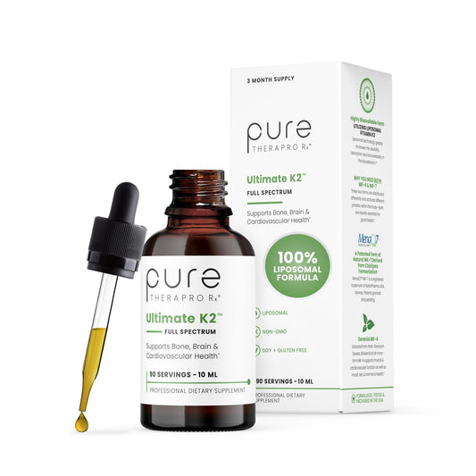 Gotas liposomales de vitamina K2 de Pure TheraPro Rx - suplemento vegano de 10 ml.